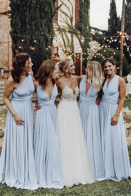 Elegant Light Pink Chiffon Floor Length Long Bridesmaid Dress