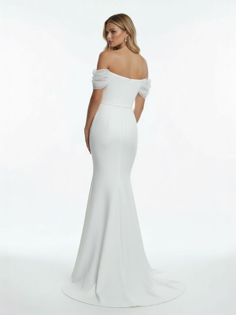 Elegant Mermaid Sweetheart Sexy Off-the-Shoulder Wrap-Around Satin Wedding Dress