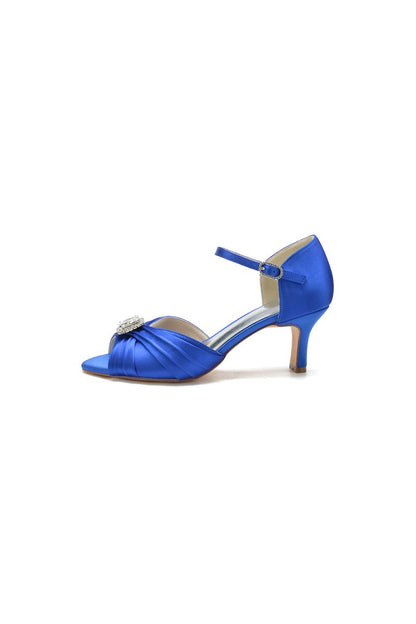 Elegant Blue Pump with Silver Buckle Accent