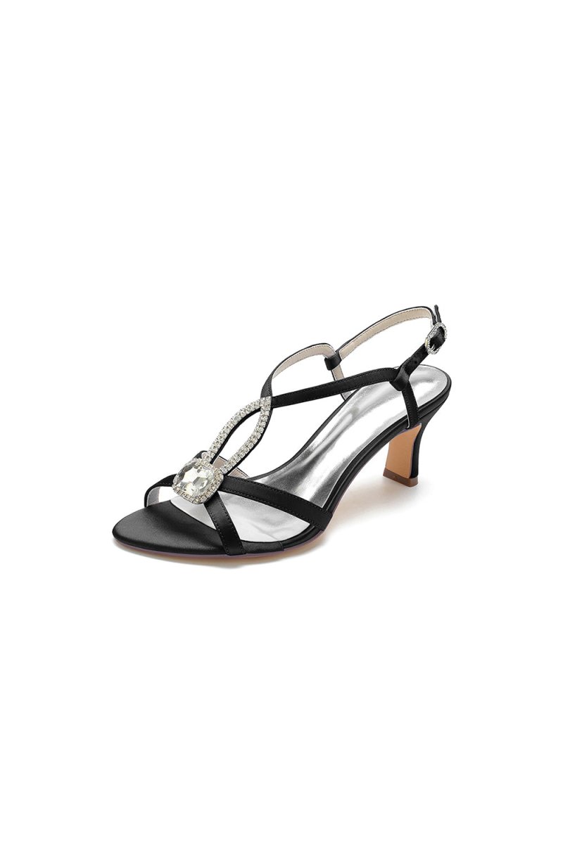 Elegant Royal Blue Satin Peep-Toe Pump with Silver Ornament
