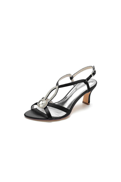 Elegant Royal Blue Satin Peep-Toe Pump with Silver Ornament