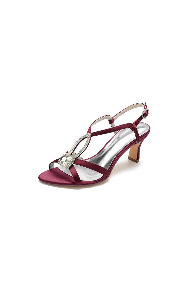 Elegant Royal Blue Satin Peep-Toe Pump with Silver Ornament