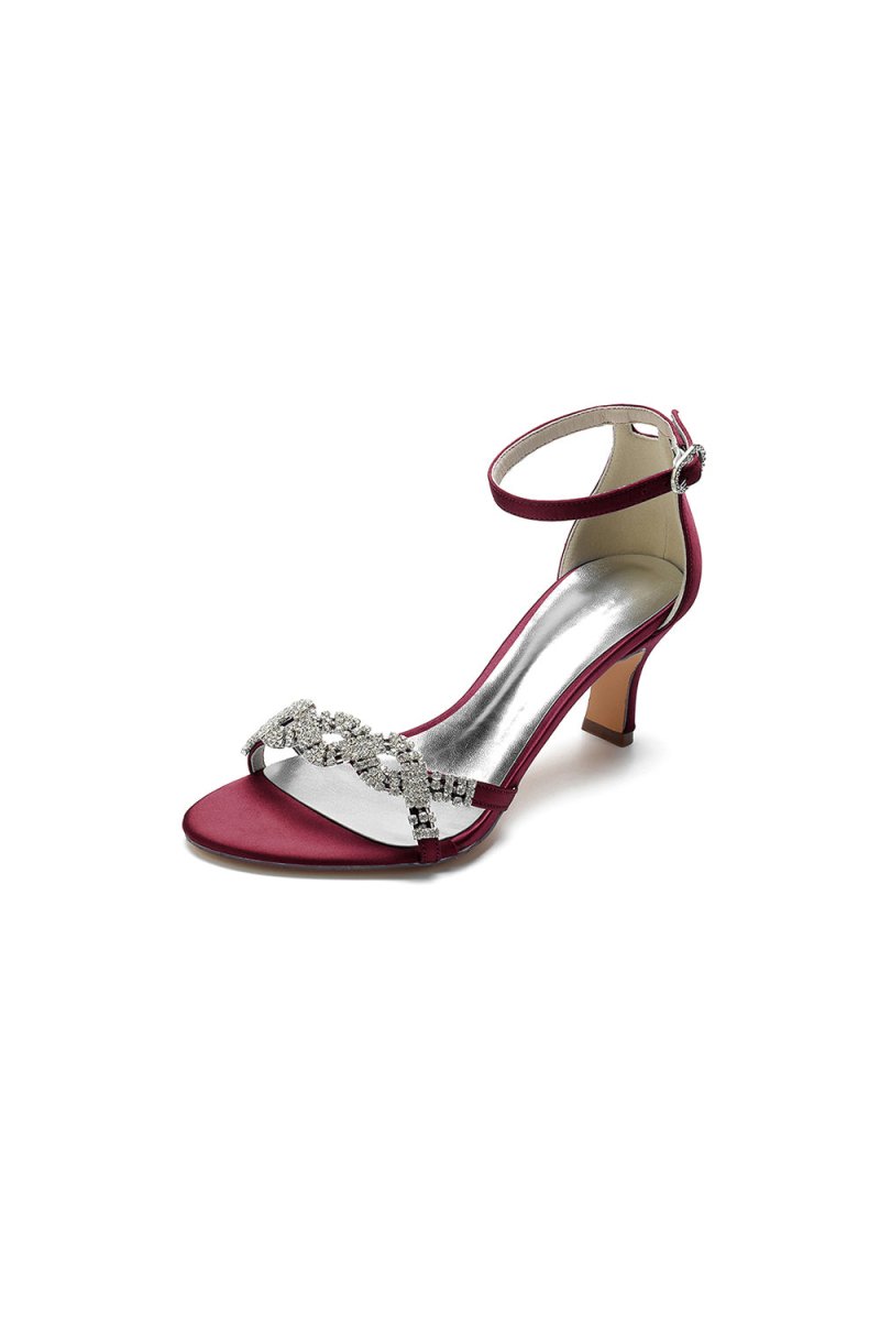 Elegant Blue Satin Pump with Silver Chain and Rhinestone Accents