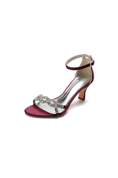 Elegant Blue Satin Pump with Silver Chain and Rhinestone Accents