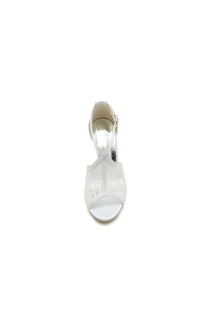 Elegant Simple Open Point Toe Lace Wedding Shoes