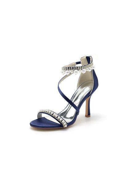 Elegant Single Strap Pearl Beaded Wedding Shoes