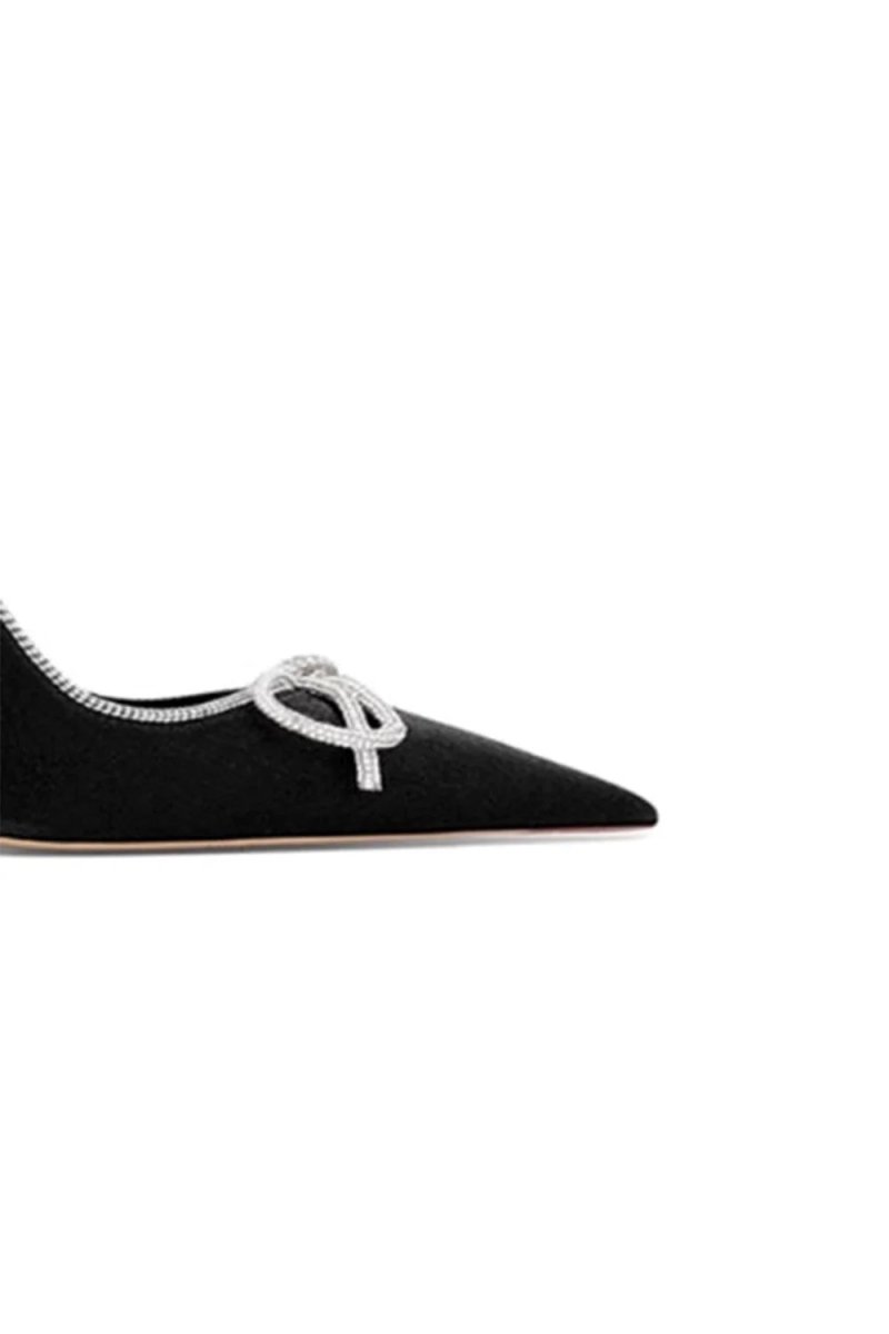 Elegant Stiletto Heel Bow Mid Heel Pumps