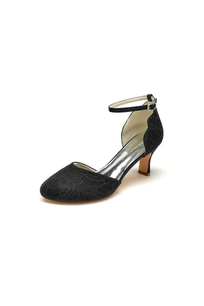 Elegant White Lace High Heels with Hollow-out Design
