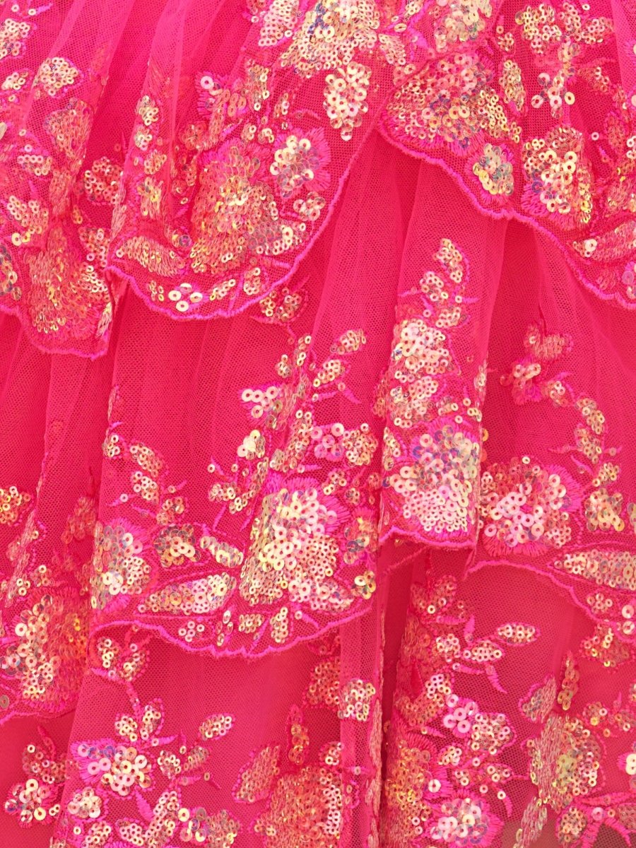 Fuchsia Gold - A-Line Sweetheart Tiered Short Homecoming & Cocktail Dresses