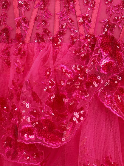 Fuchsia - A-Line Sweetheart Tiered Short Short Homecoming & Cocktail Dresses