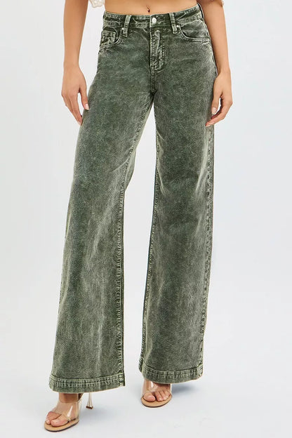 Hazel Blues® | RISEN High Rise Wide Leg Corduroy Jeans