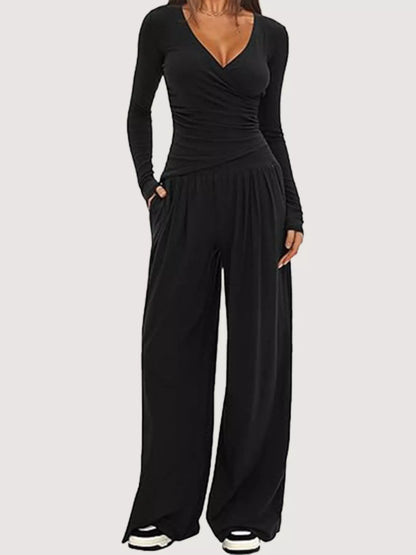 Hazel Blues® |  Casual Long Sleeve Top and Wide Leg Pants Set