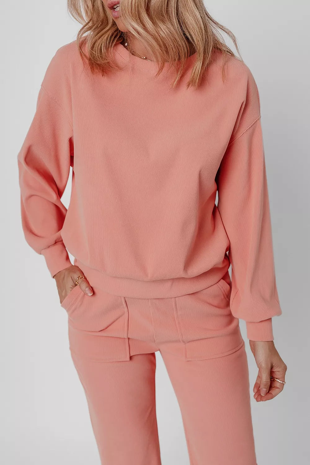 Hazel Blues® |  Ribbed Round Neck Top and Pants Set