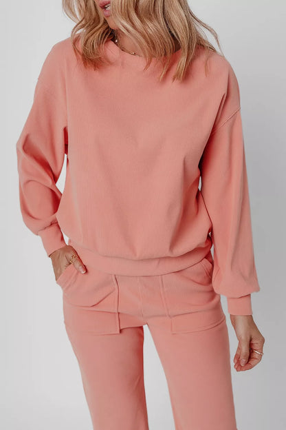 Hazel Blues® |  Ribbed Round Neck Top and Pants Set