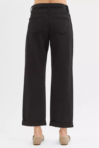 Hazel Blues® |  RISEN Tummy Control Mid Rise Ankle Barrel Relaxed Baggy