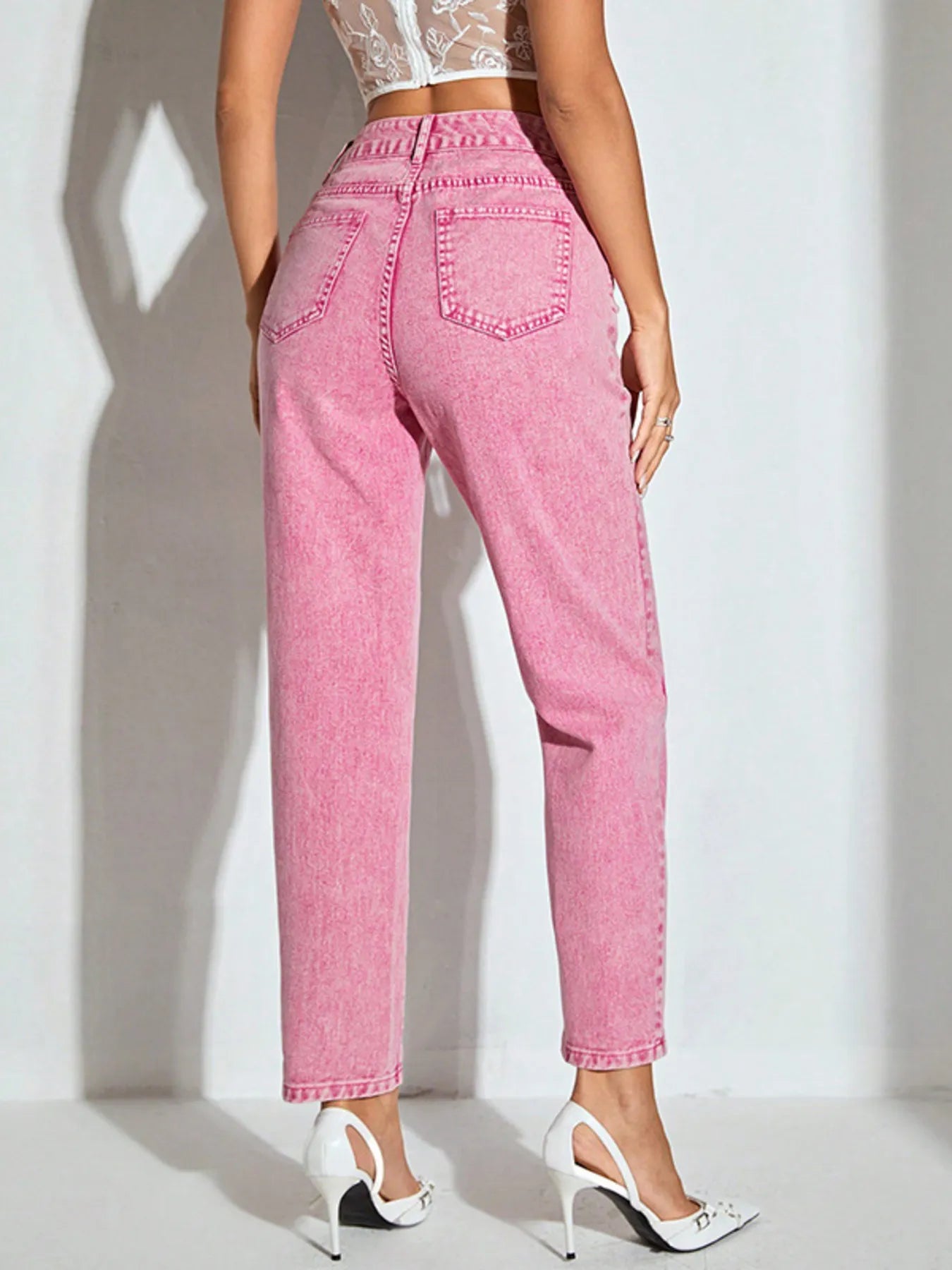 Hazel Blues® |  High-Waisted Wash Straight Leg Jeans