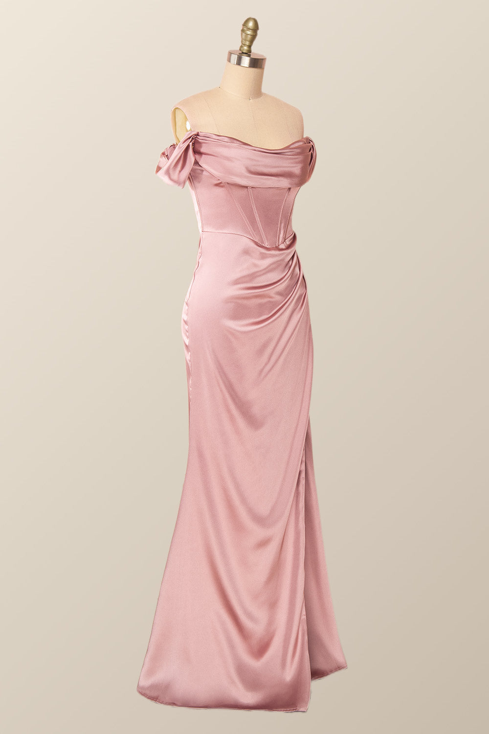 Off the Shoulder Blush Mermaid Long Party Dress with Slit