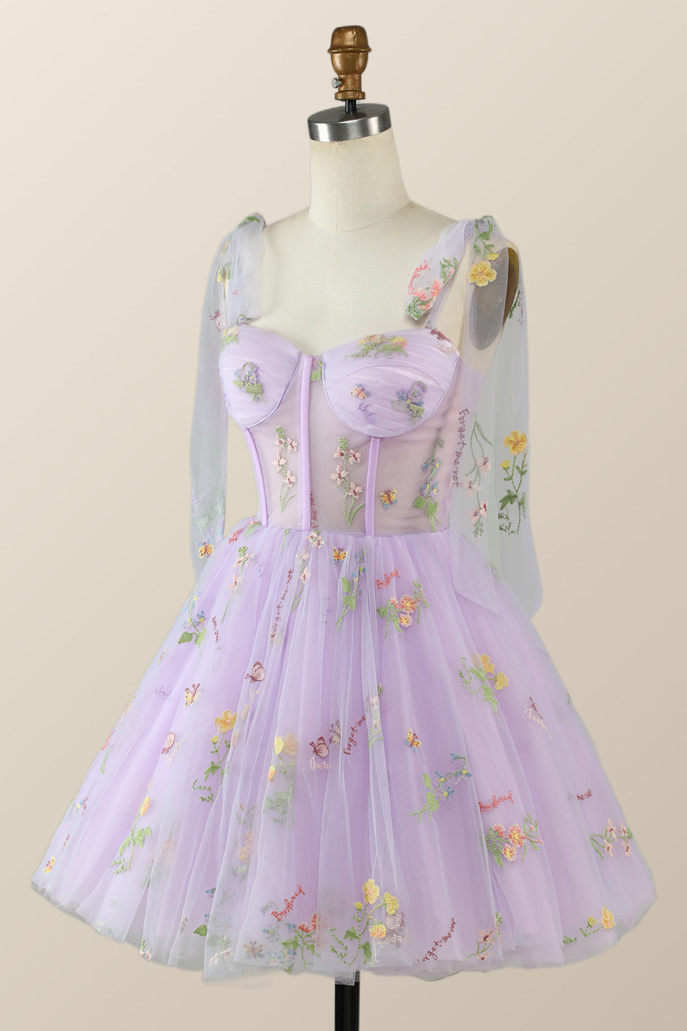 Lavender Floral Corset A-line Princess Dress