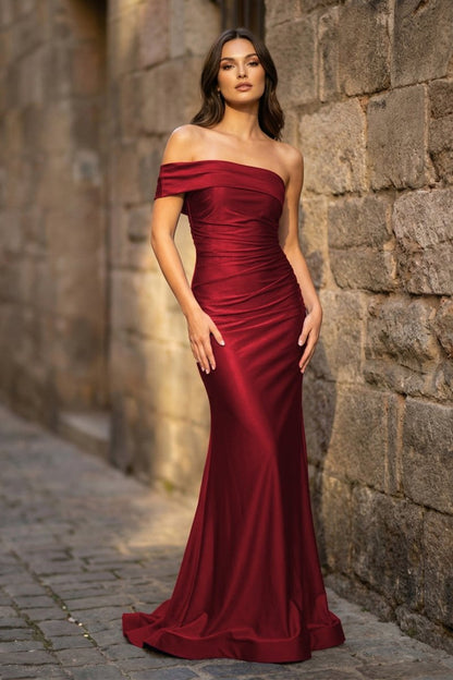 Foraml Mermaid One Shoulder Royal Blue Satin Prom Dress Evening Dress