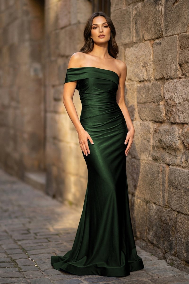 Foraml Mermaid One Shoulder Royal Blue Satin Prom Dress Evening Dress