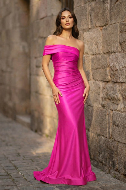 Foraml Mermaid One Shoulder Royal Blue Satin Prom Dress Evening Dress