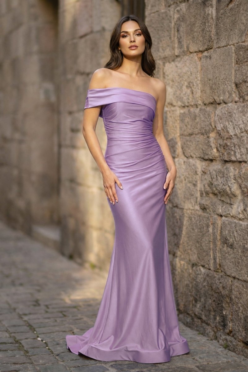 Foraml Mermaid One Shoulder Royal Blue Satin Prom Dress Evening Dress