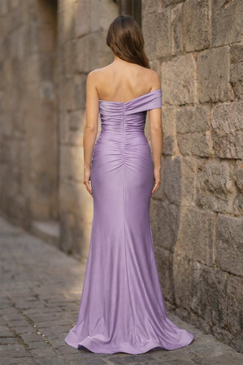 Foraml Mermaid One Shoulder Royal Blue Satin Prom Dress Evening Dress