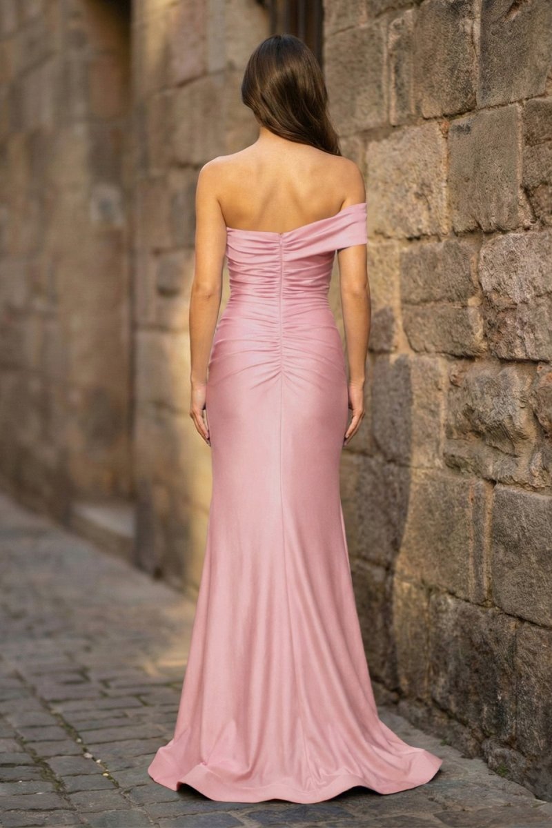 Foraml Mermaid One Shoulder Royal Blue Satin Prom Dress Evening Dress