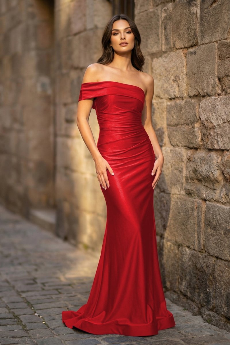 Foraml Mermaid One Shoulder Royal Blue Satin Prom Dress Evening Dress