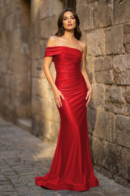 Foraml Mermaid One Shoulder Royal Blue Satin Prom Dress Evening Dress