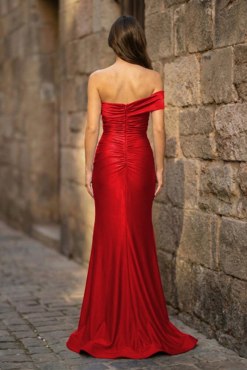 Foraml Mermaid One Shoulder Royal Blue Satin Prom Dress Evening Dress