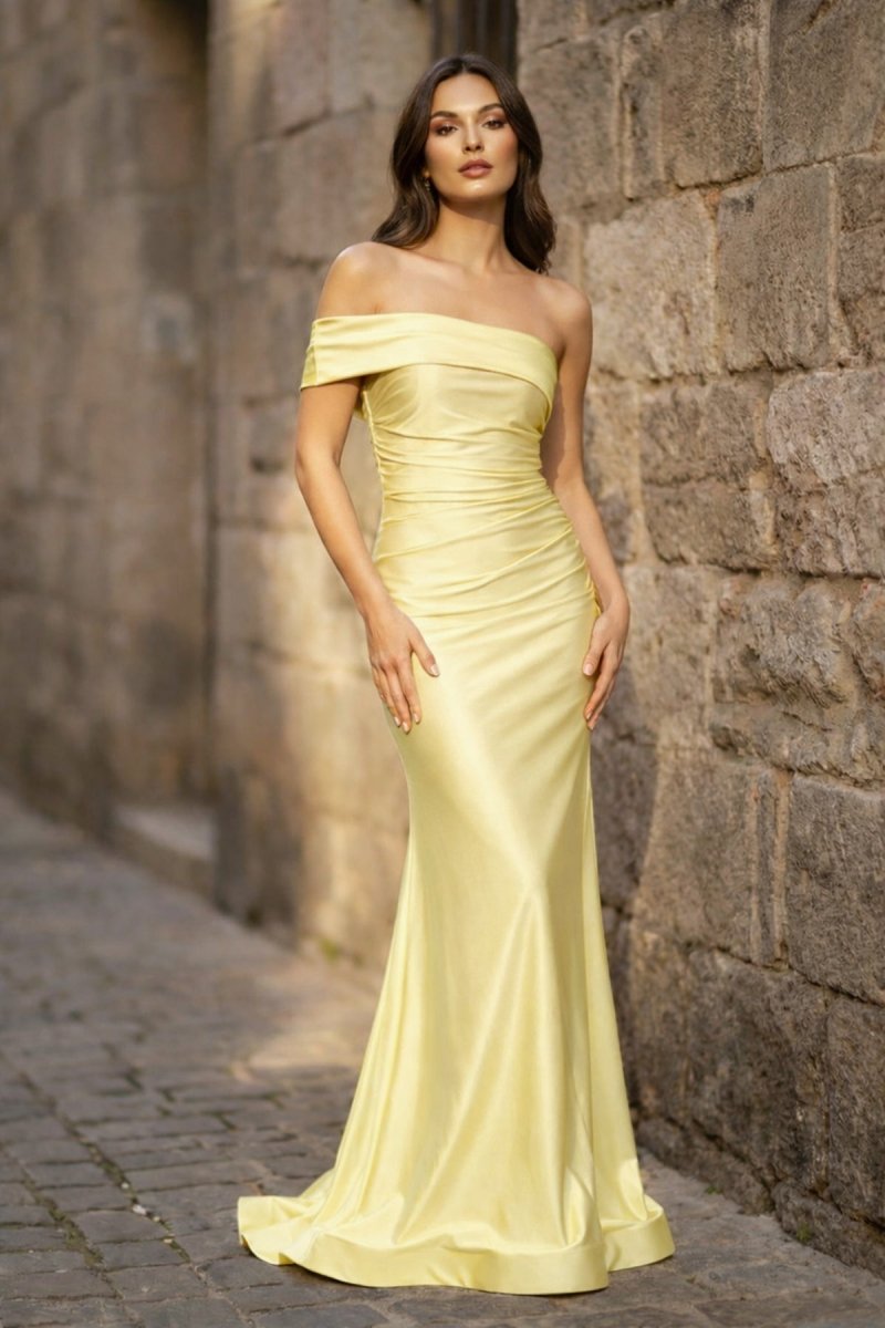 Foraml Mermaid One Shoulder Royal Blue Satin Prom Dress Evening Dress