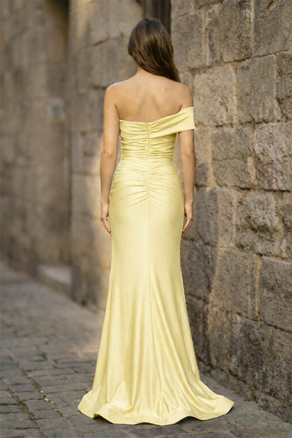Foraml Mermaid One Shoulder Royal Blue Satin Prom Dress Evening Dress