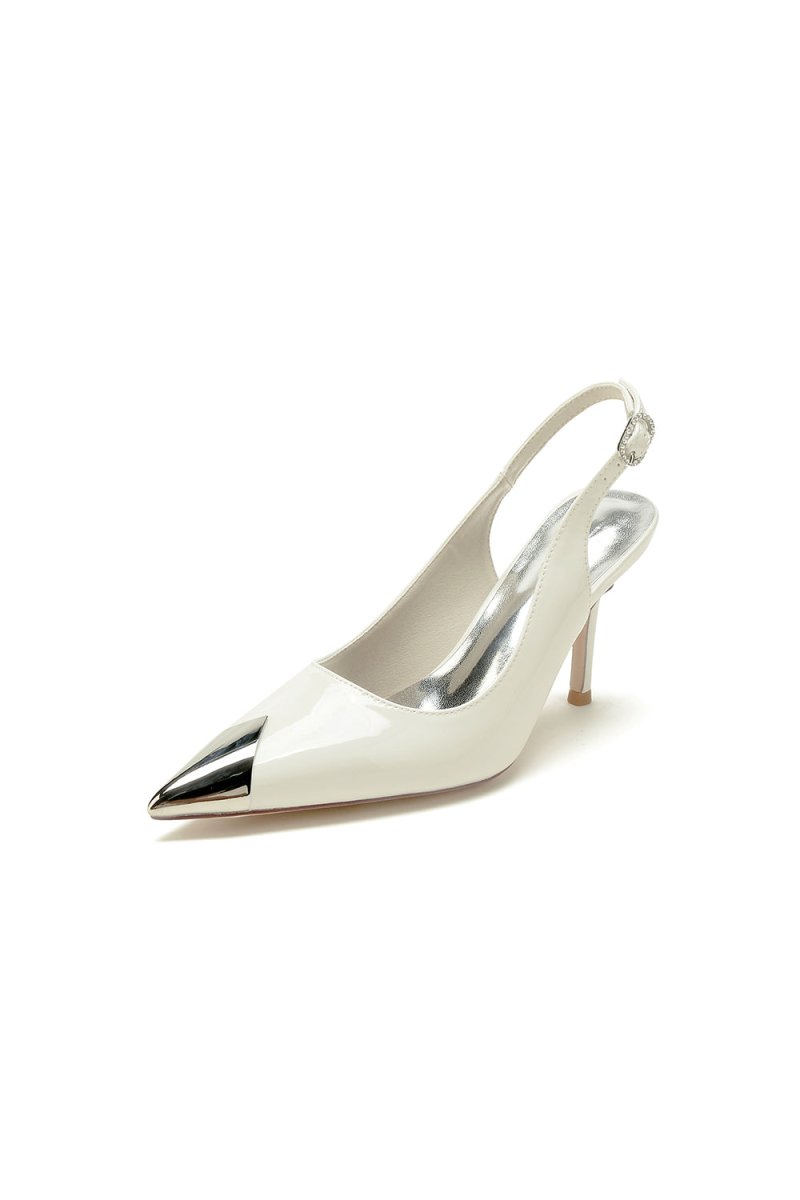 Glitter Crystal Slingback Wedding Heels – Pointed Toe Stiletto Bridal Shoes