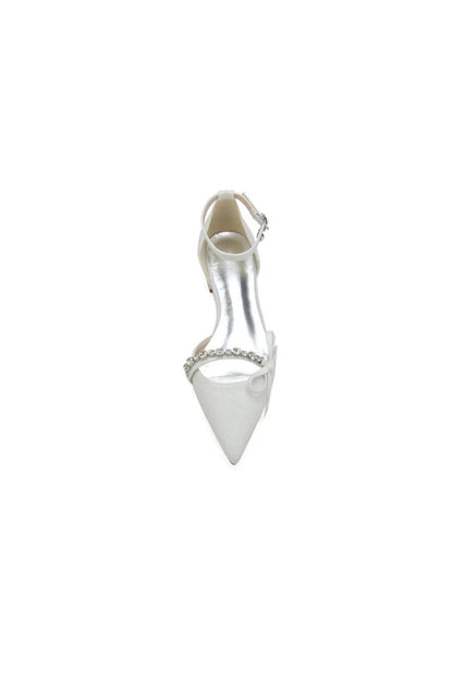Glitter Pointed Toe Low Heels Wedding Shoes with Bow