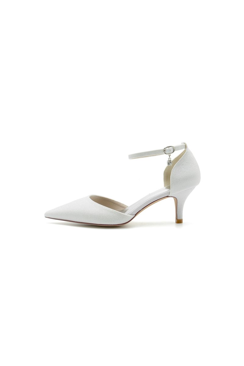 Glitter Pointed Toe Wedding Shoes with Ankle Strap
