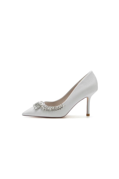 Glitter Pointed Toe Women's Wedding Shoes With Rhinestone