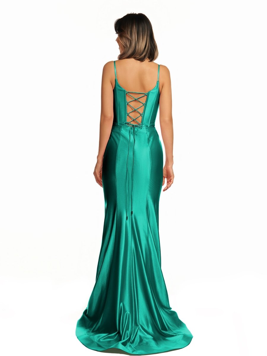 Fuchsia Satin Simple Mermaid Prom Dress