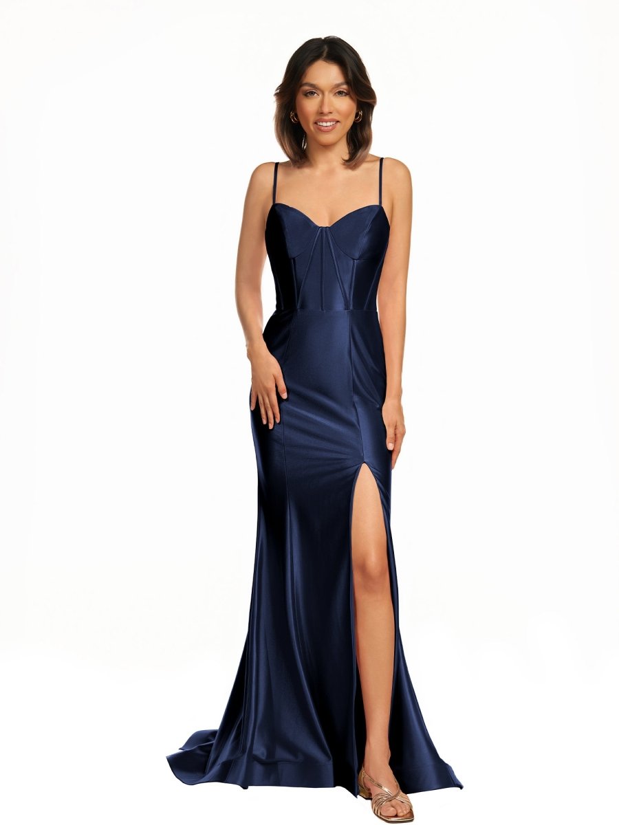 Fuchsia Satin Simple Mermaid Prom Dress