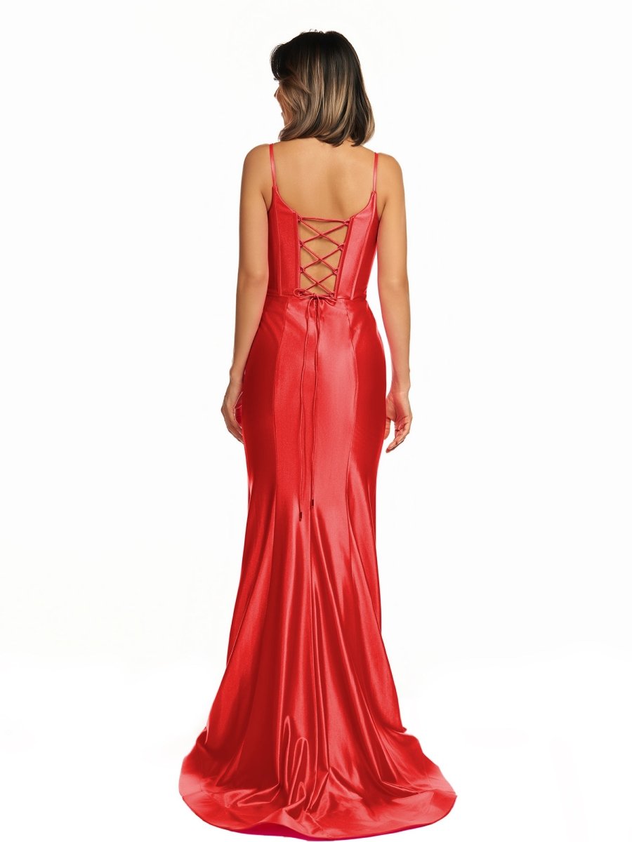 Fuchsia Satin Simple Mermaid Prom Dress