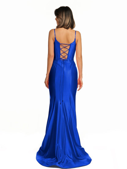 Fuchsia Satin Simple Mermaid Prom Dress