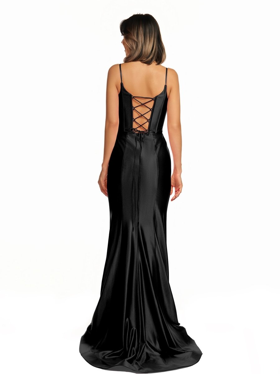 Fuchsia Satin Simple Mermaid Prom Dress