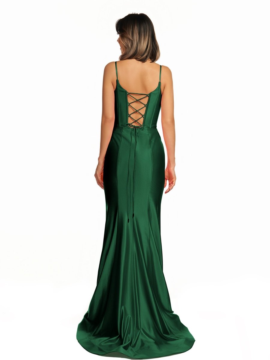 Fuchsia Satin Simple Mermaid Prom Dress