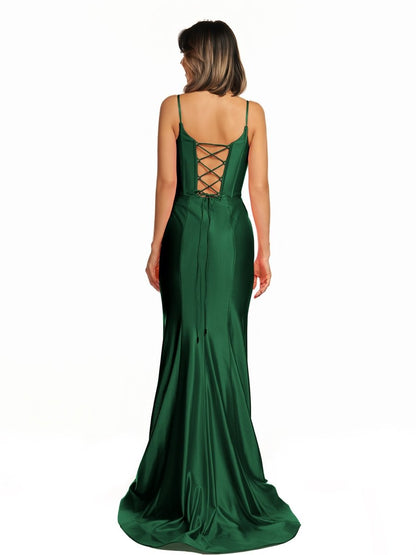 Fuchsia Satin Simple Mermaid Prom Dress