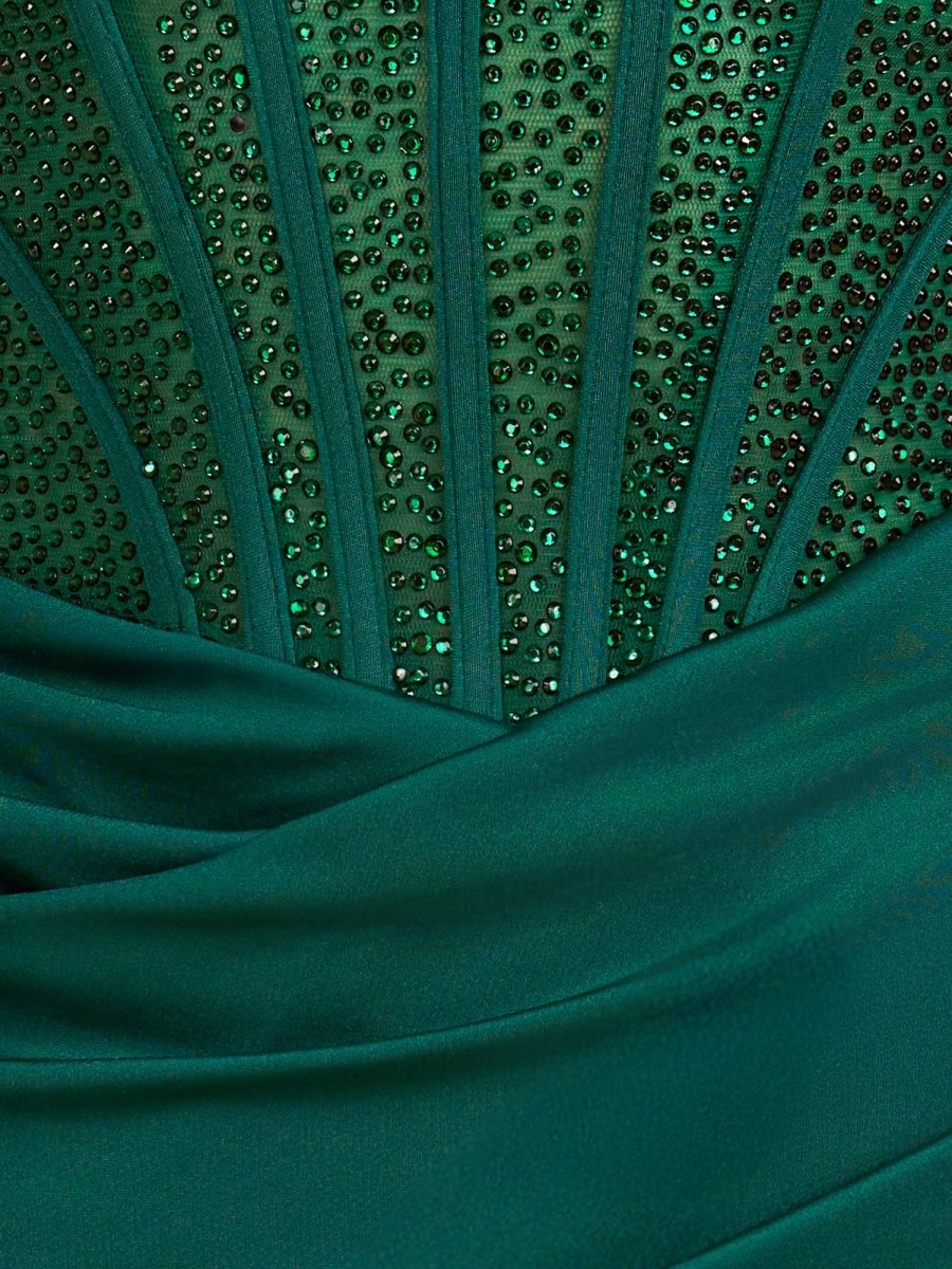 Dark Green - Bodycon Ruched Beaded Corset Short Homecoming Dresses