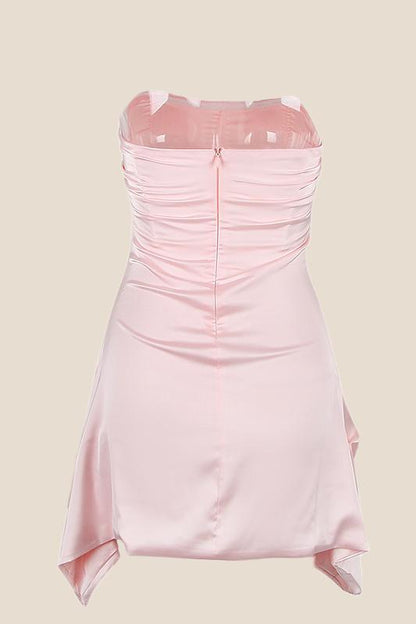 Strapless Grey Ruched Short Homecoming Dress