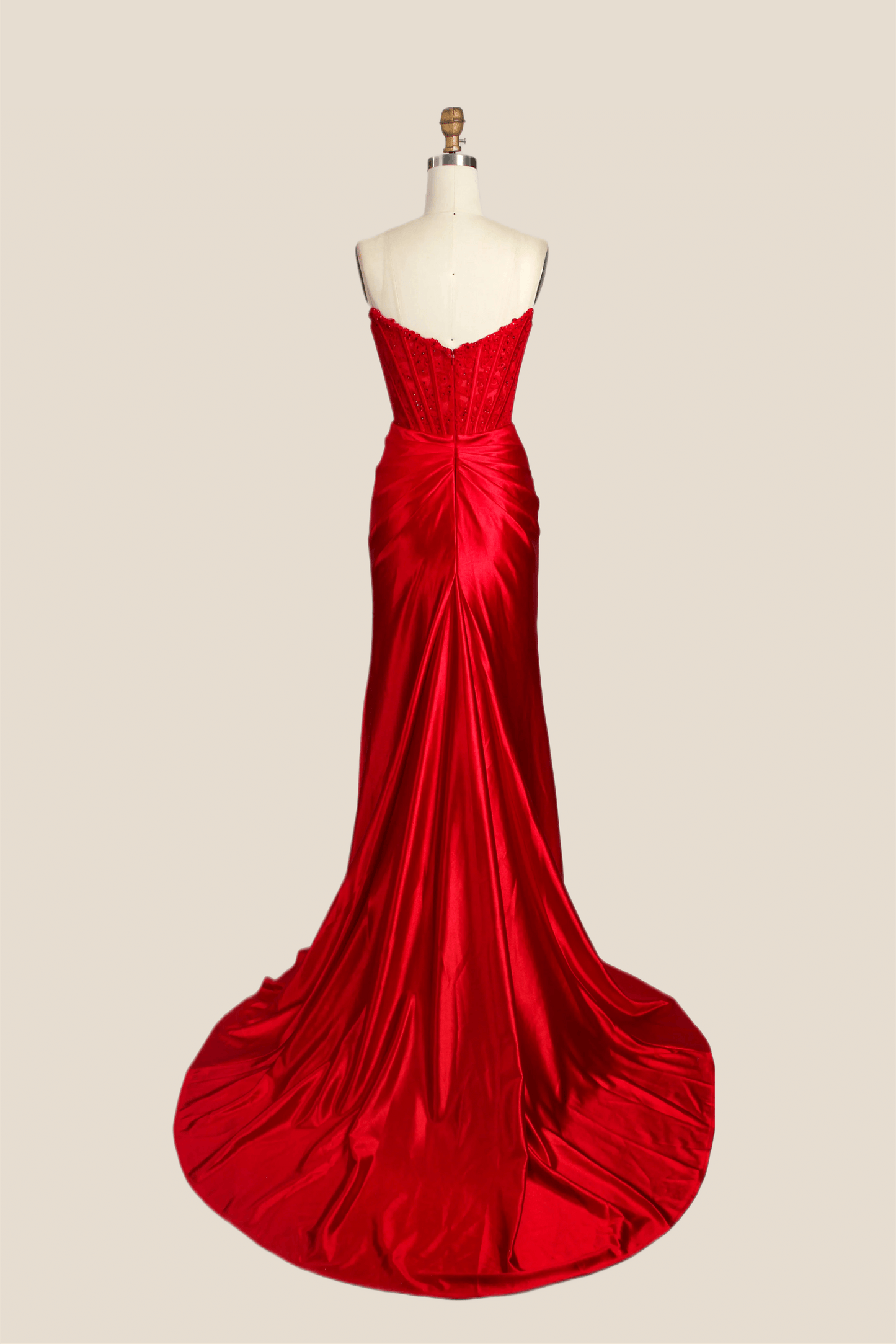 Strapless Fuchsia Lace Mermaid Formal Dress
