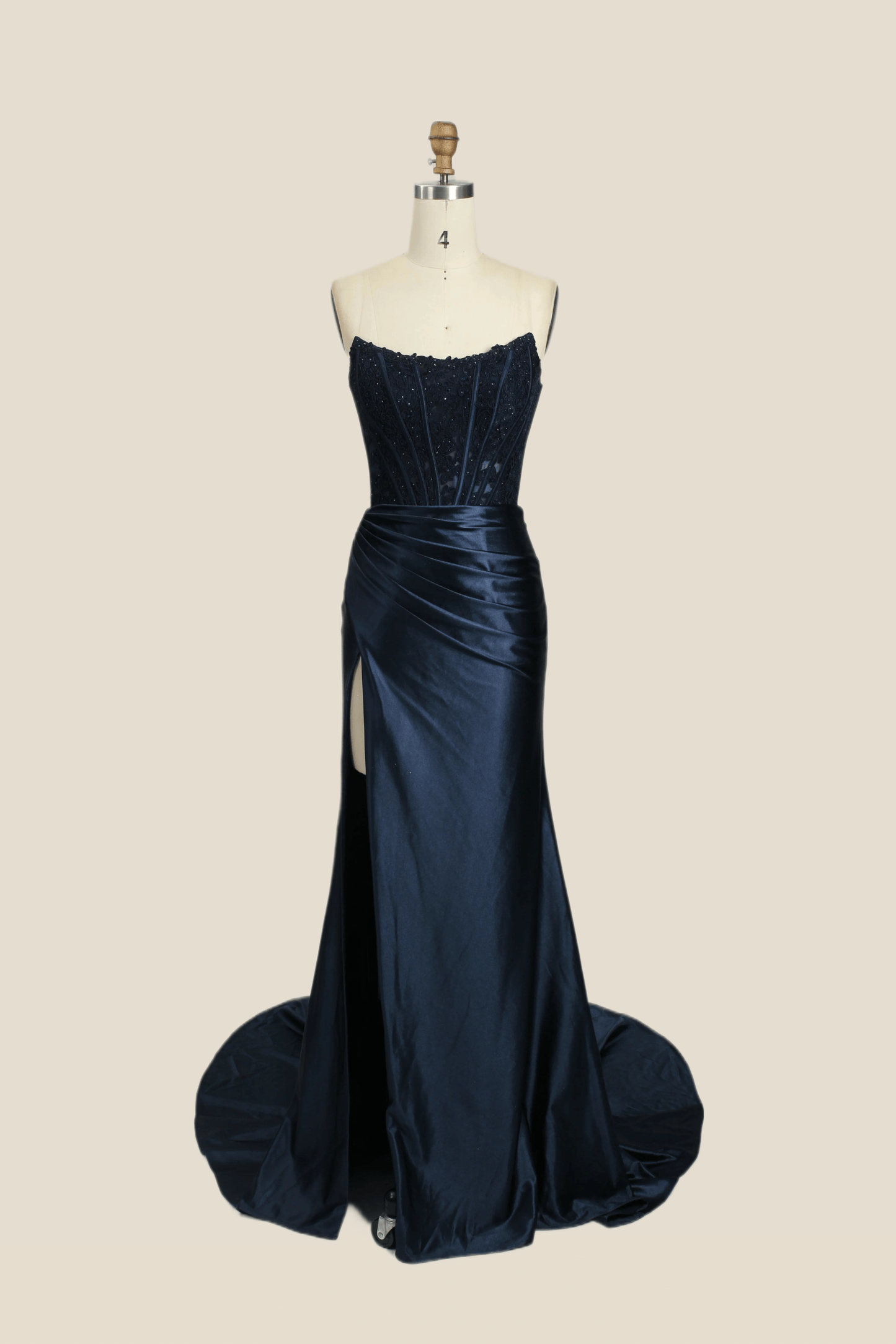 Strapless Fuchsia Lace Mermaid Formal Dress