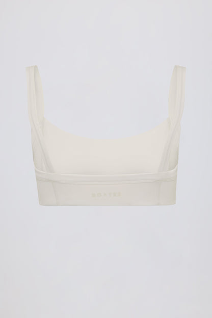 Soft Active Seam-Detail Sports Bra in Cream